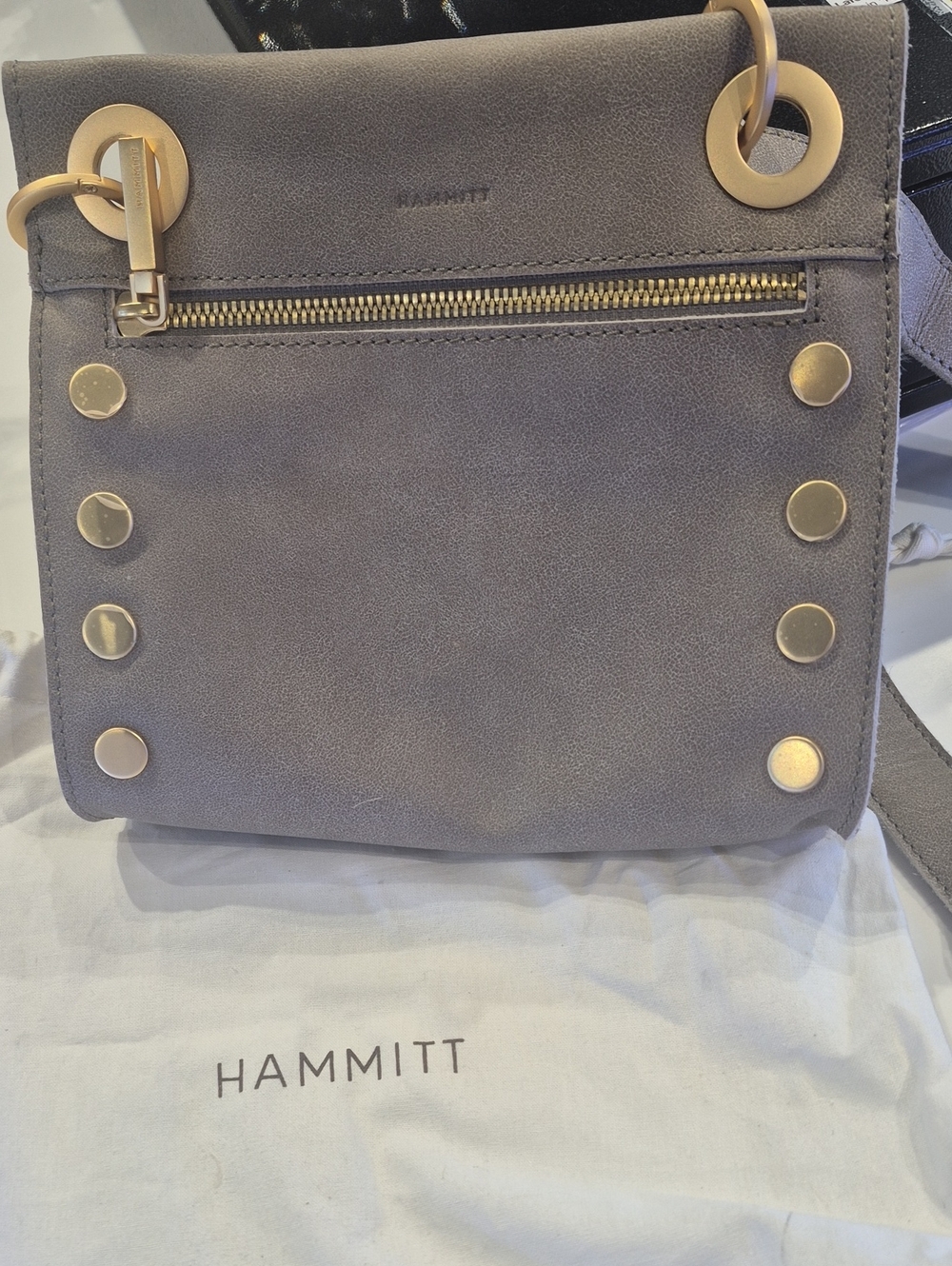 Hammitt Grey Suede Crossbody with Gold Stud Accents